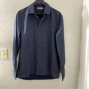 NWT Kenneth Cole‎ Reaction Navy Long Sleeve Dress Shirt for Men Size Medium